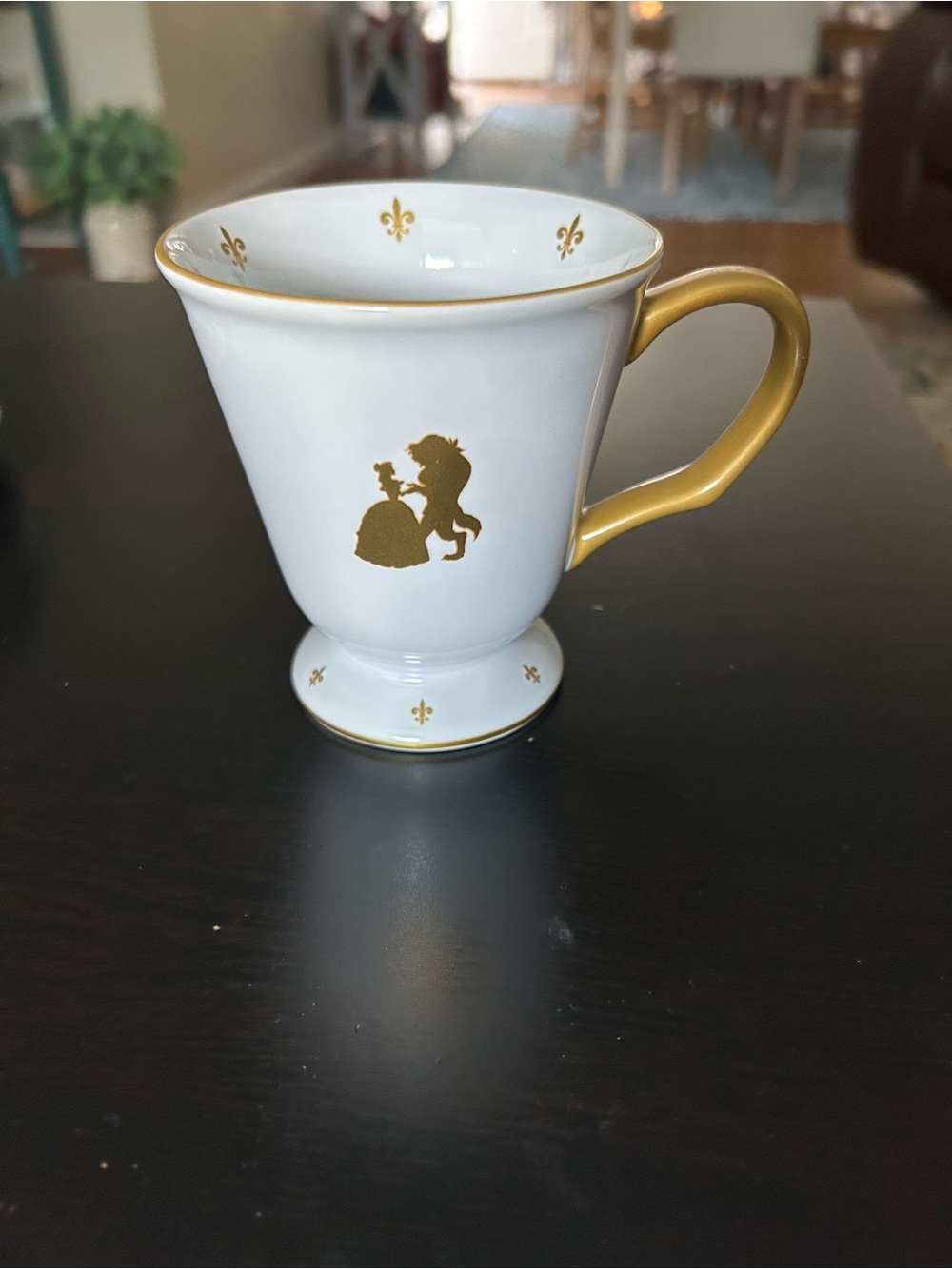Disney Parks mug with Gold Belle & Beast Silhouette
